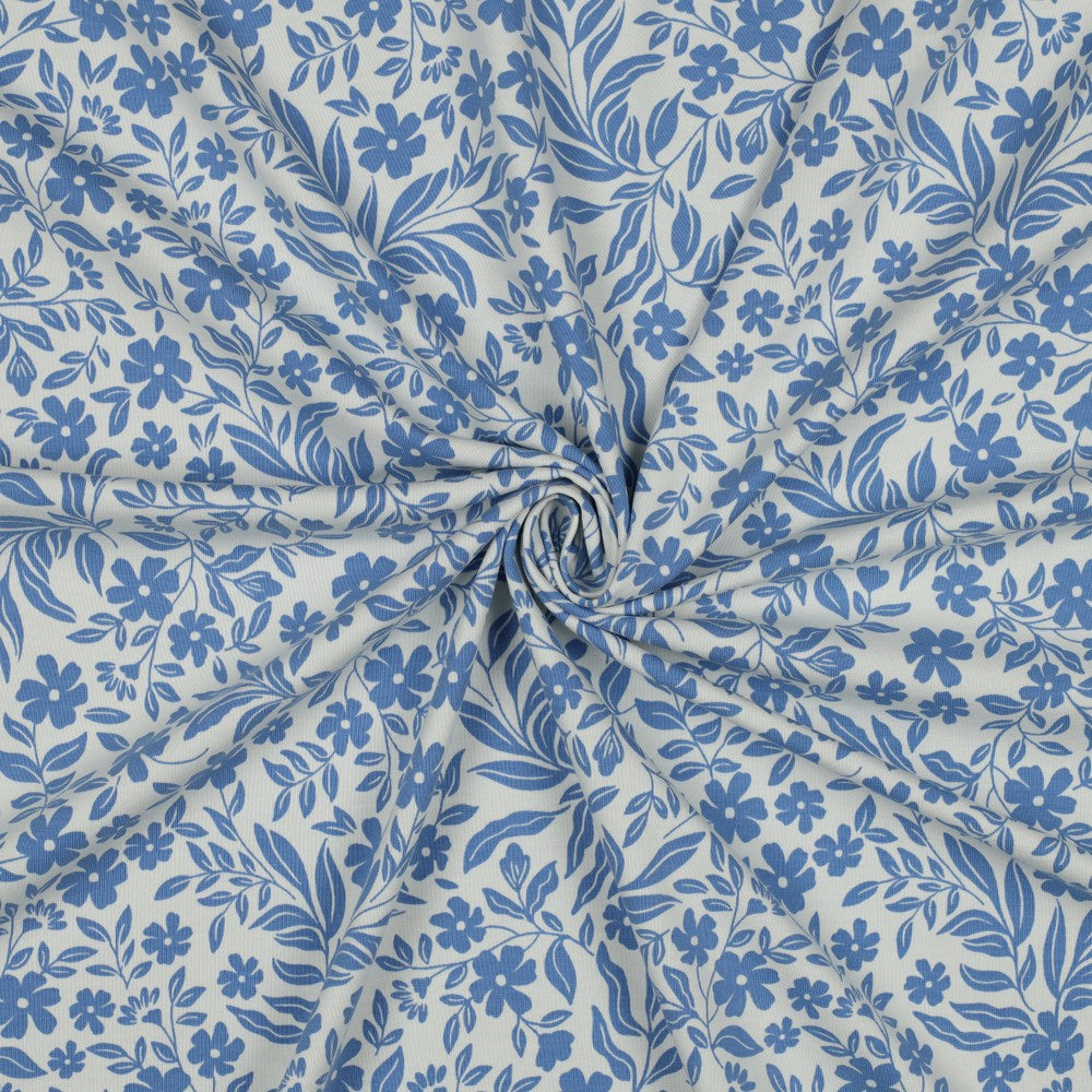 Jersey Blumen blau