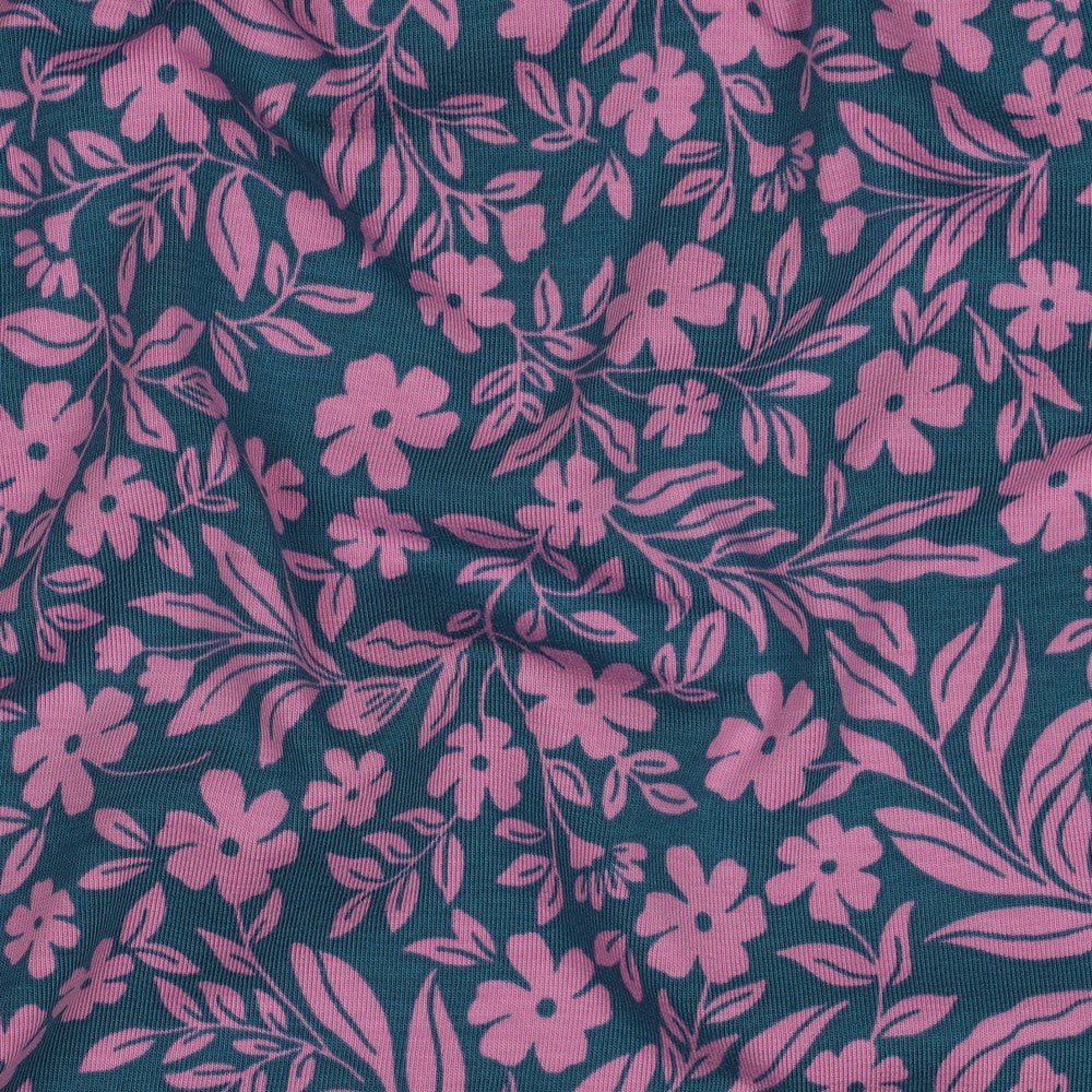 Jersey Blumen rosa