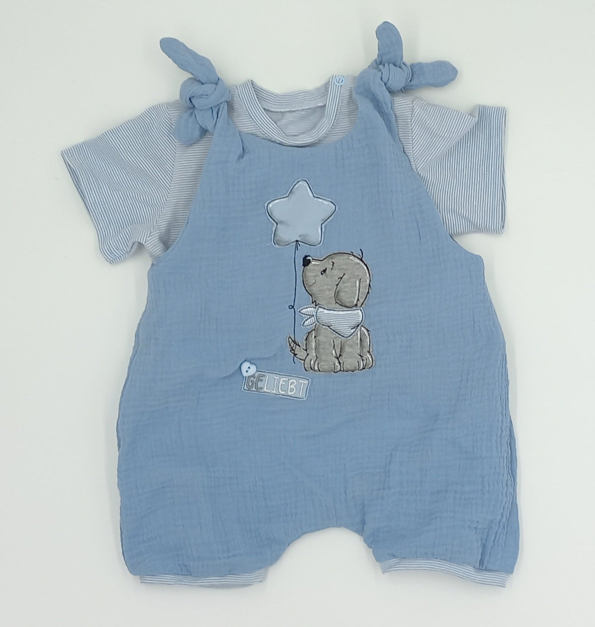 Luftiges Musselin Babyset Latzhose Gr. 68 Hund