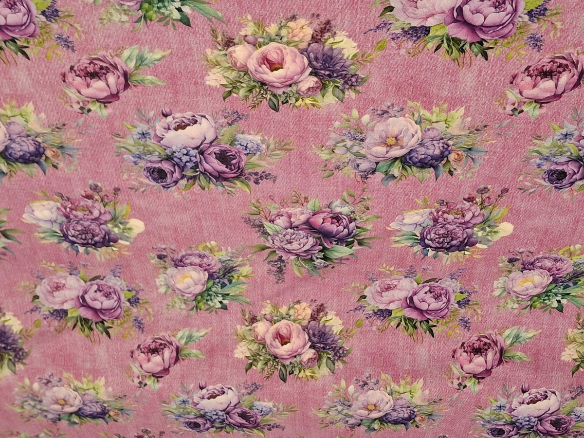 French Terry, Peonie Love, rosa