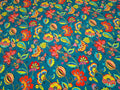 French Terry Blumen blau