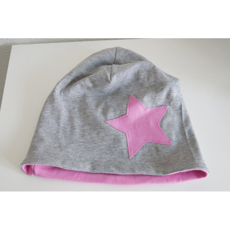 Mütze Stern grau/rosa