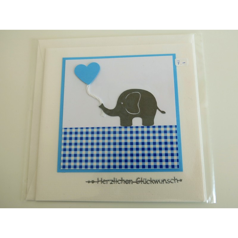 Elefantenkarte blau