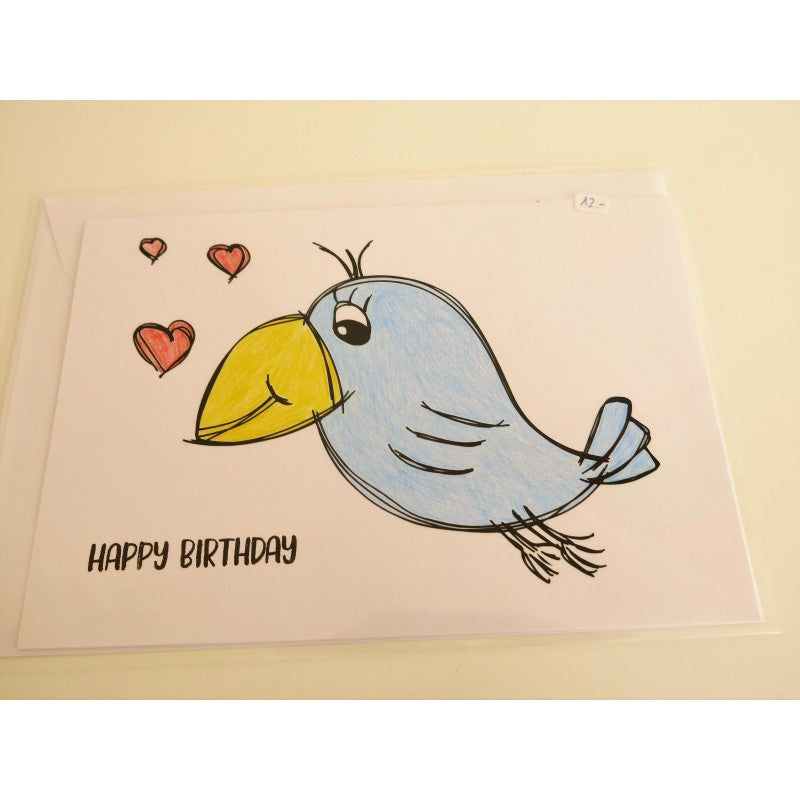 Karte Happy Birthday Vogel