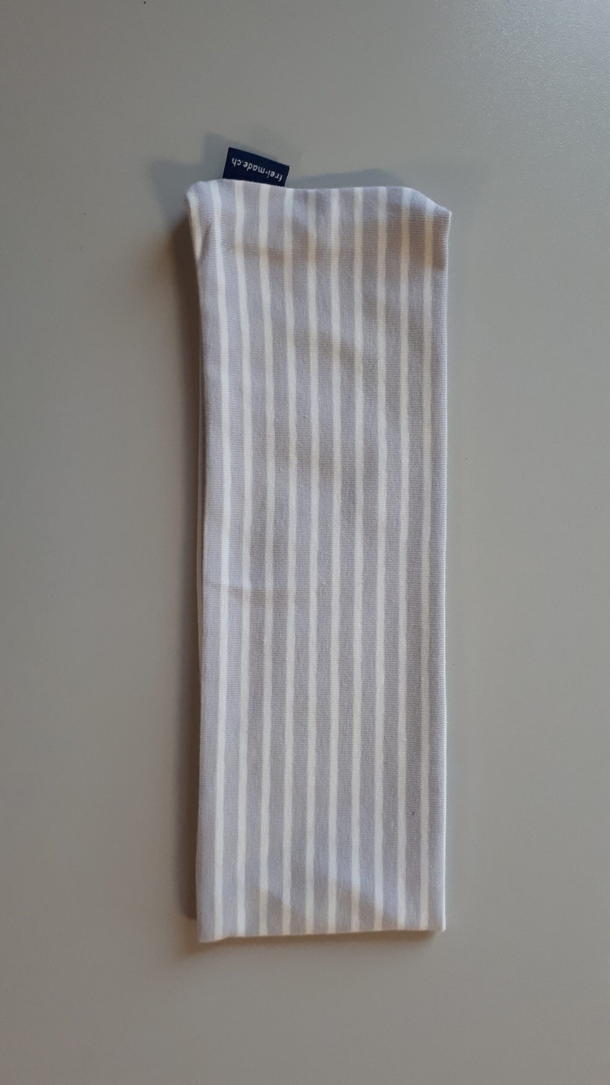 Stirnband grau weiss gestreift