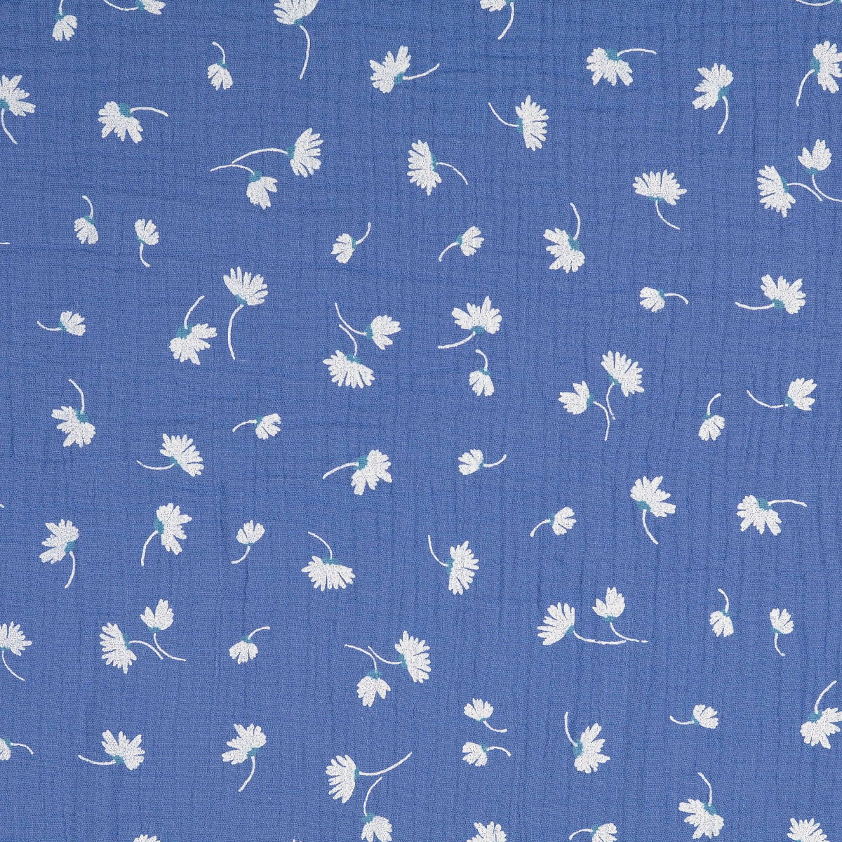 Double Gauze Blümchen blau
