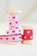 Webband schmal Herzchen rosa rot