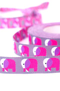 Webband Elefanten grau pink