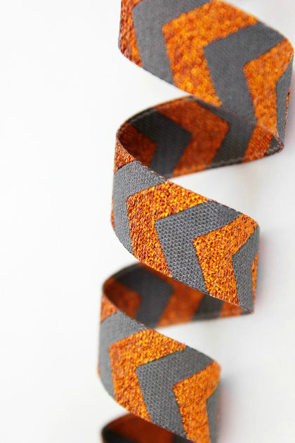 Webband Chevron kupfer-grau