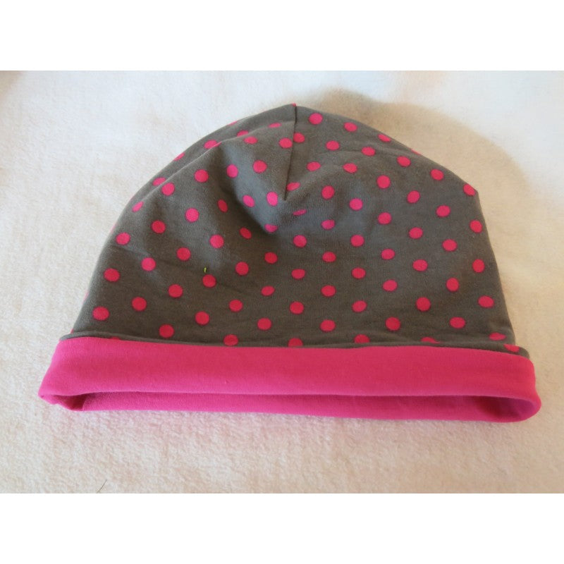 Mütze grau mit rosa Punkten