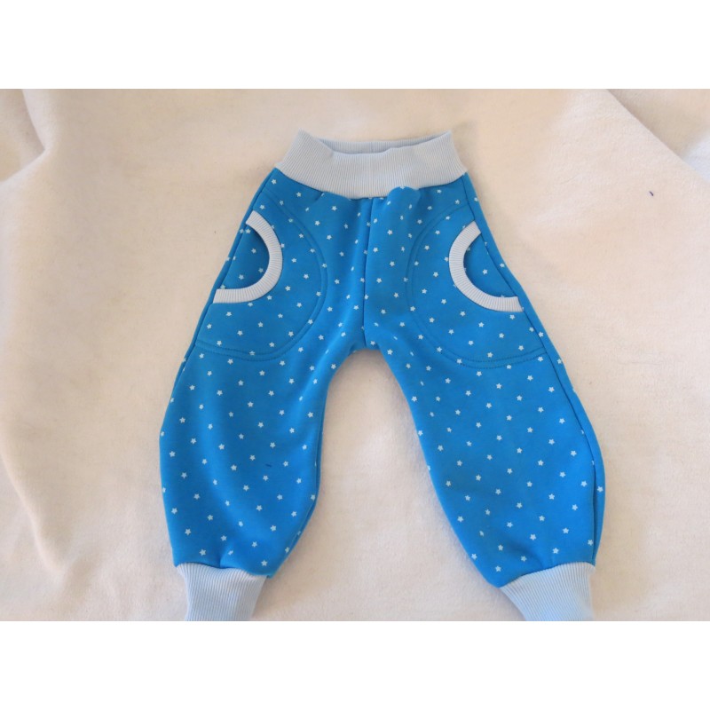warme Sternenhose türkis mit Taschen Gr. 74