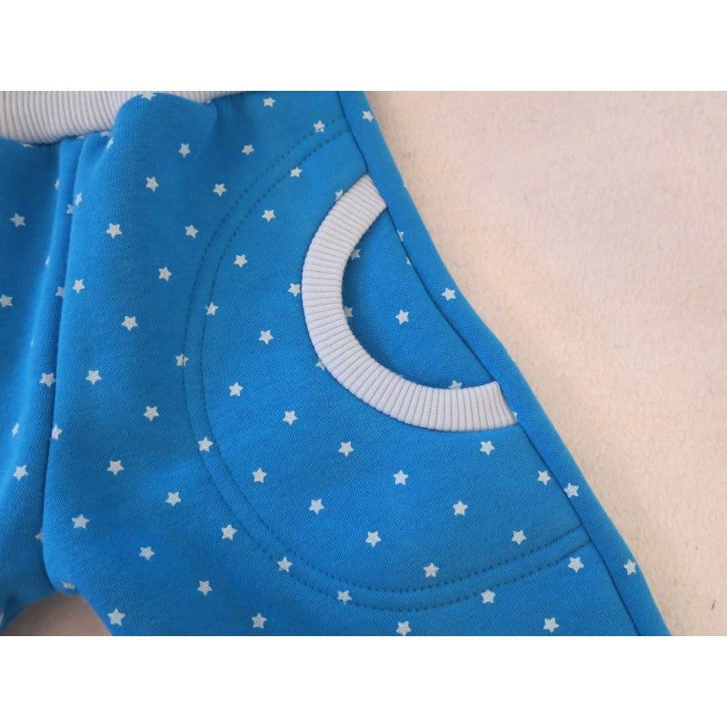 warme Sternenhose türkis mit Taschen Gr. 74