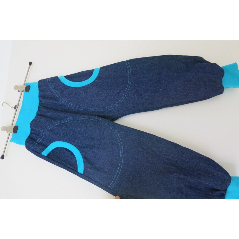 dünner Jeans - Pumphose Bündchen türkis Gr. 98