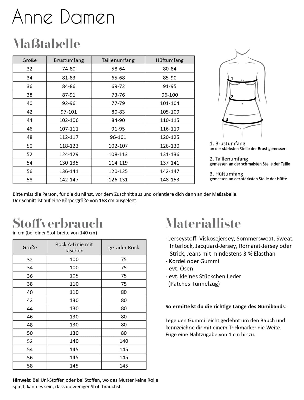 Papierschnittmuster Rock Anne