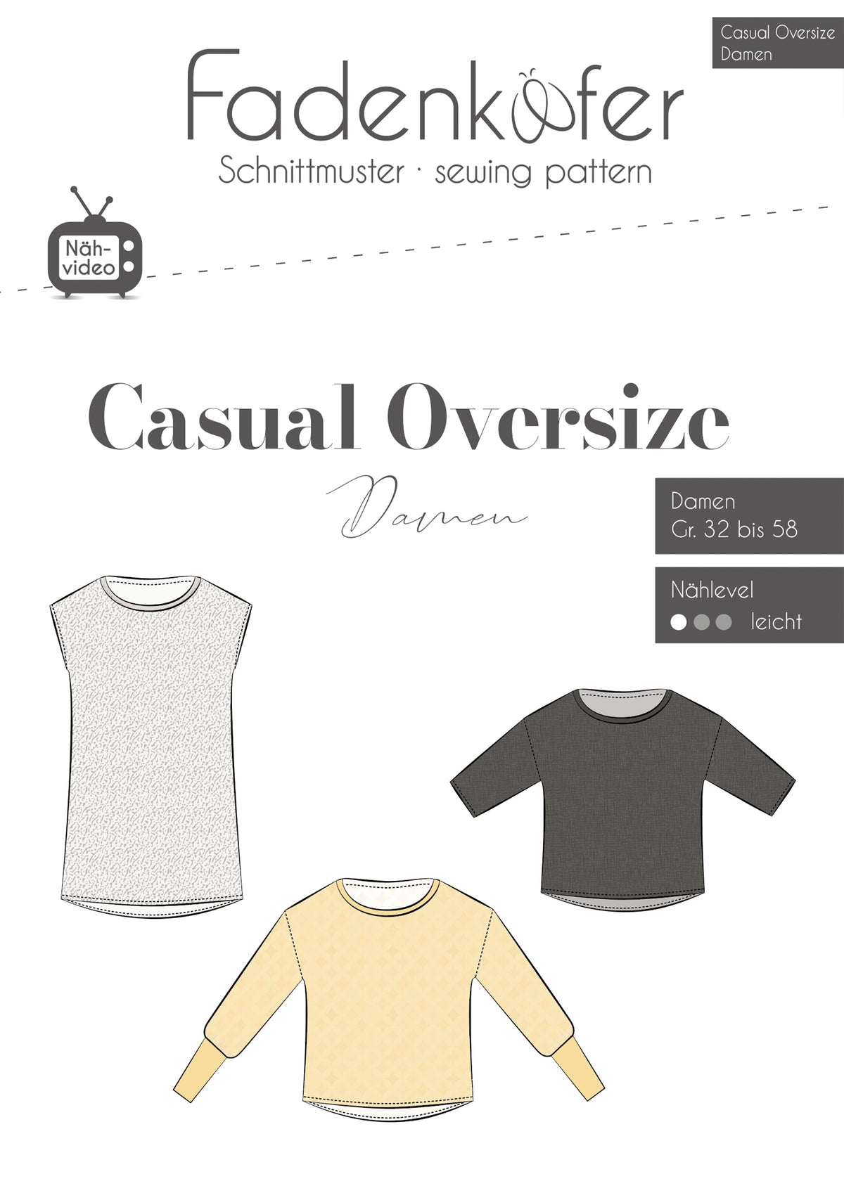 Papierschnittmuster Casual Oversize Pullover Damen