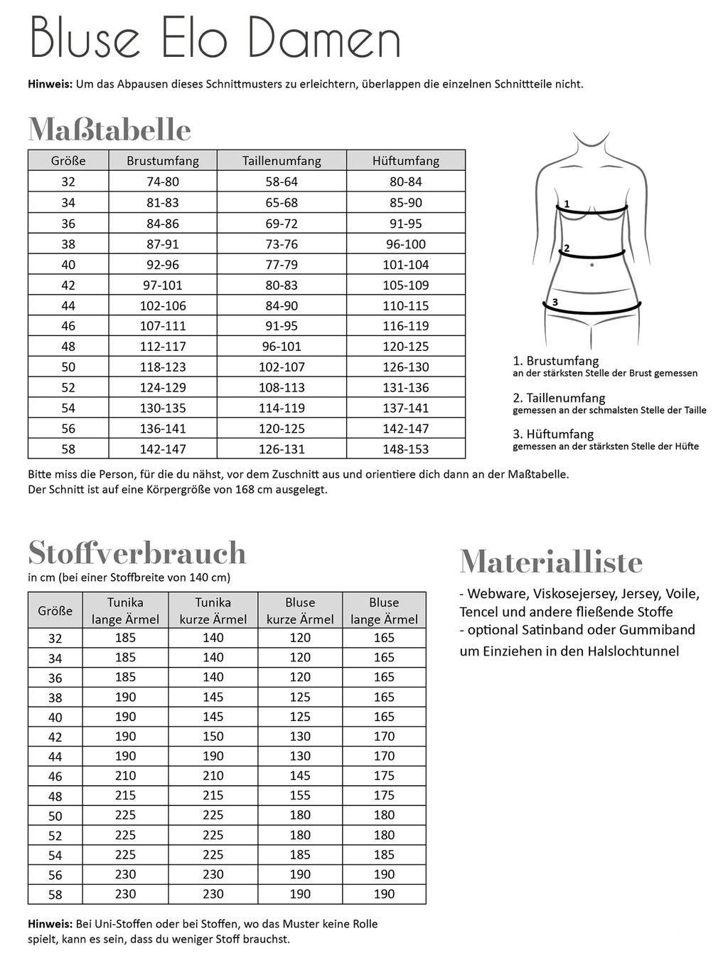 Papierschnittmuster Bluse Elo Damen