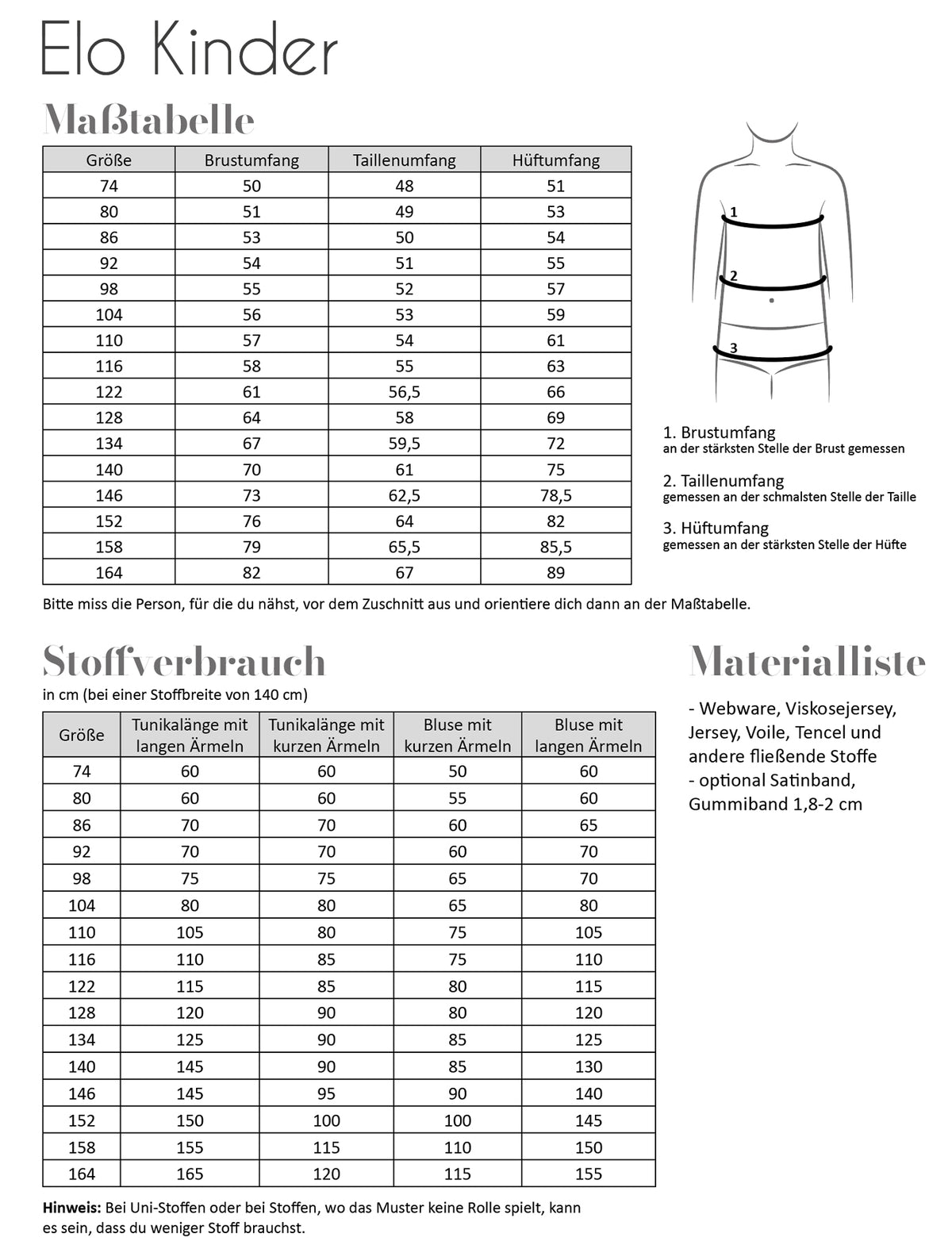 Papierschnittmuster Bluse Elo Kinder