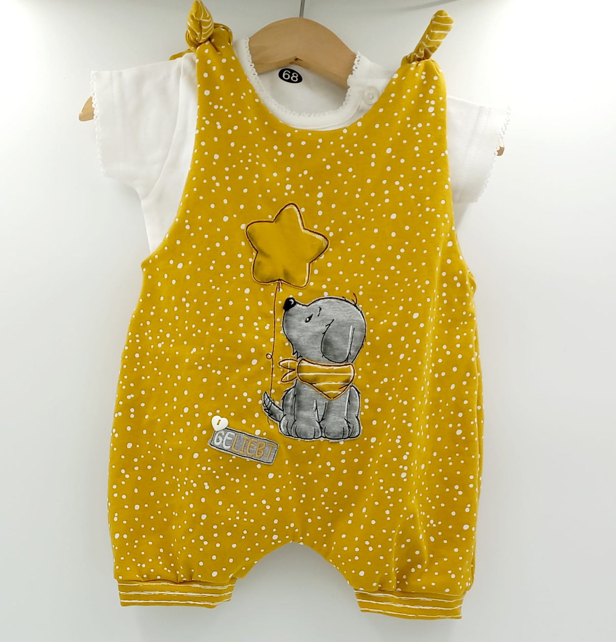 Babyset Latzhose und Shirt Gr. 68 senfgelb