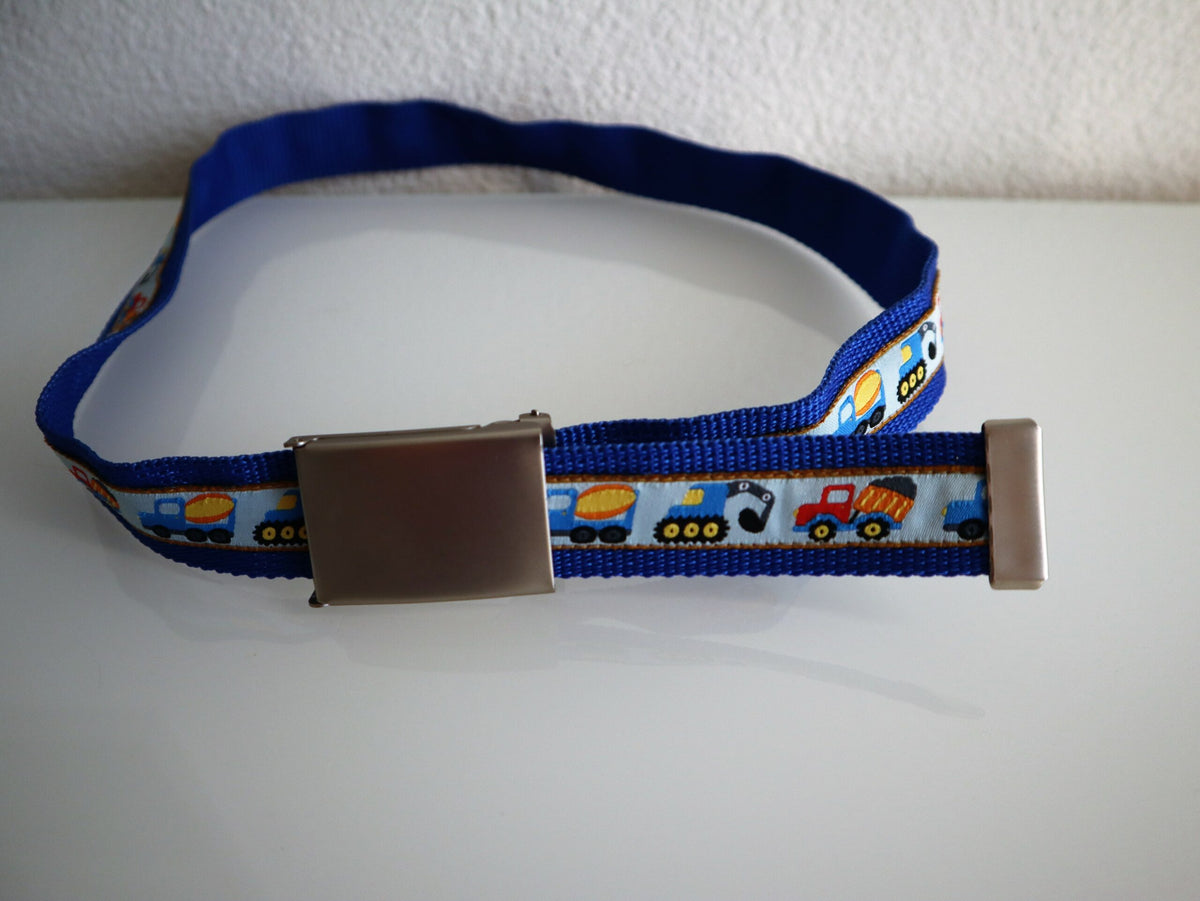 Kindergürtel blau Baustellenfahrzeuge