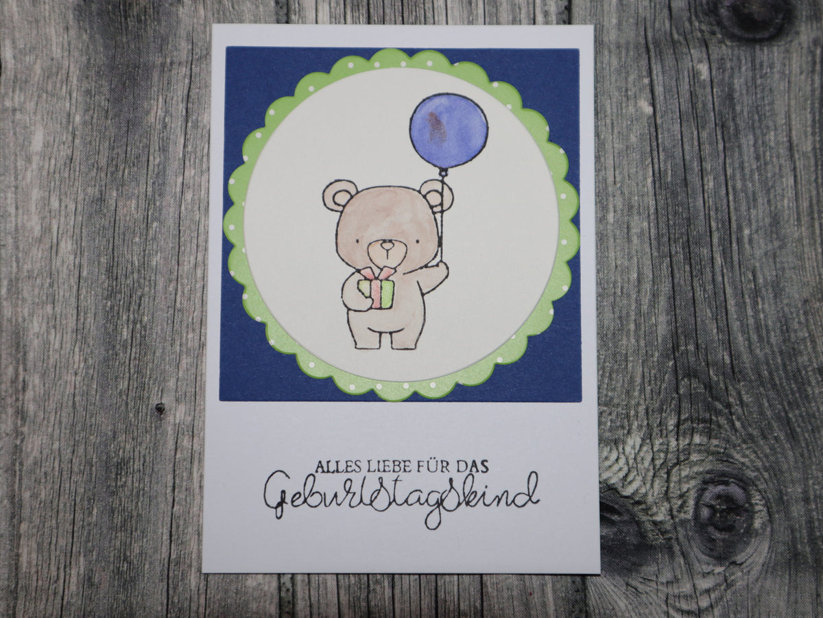 Geburtstagskarte Teddy Ballon