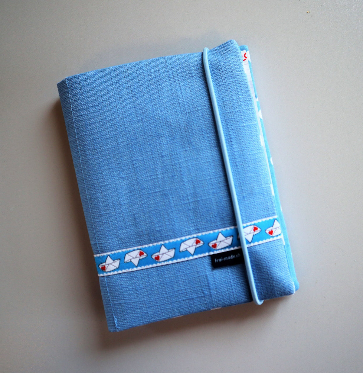 Notizblock French Terry blue Schiffli