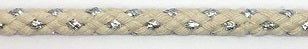 Kordel ecru mit Lurex silber 7mm