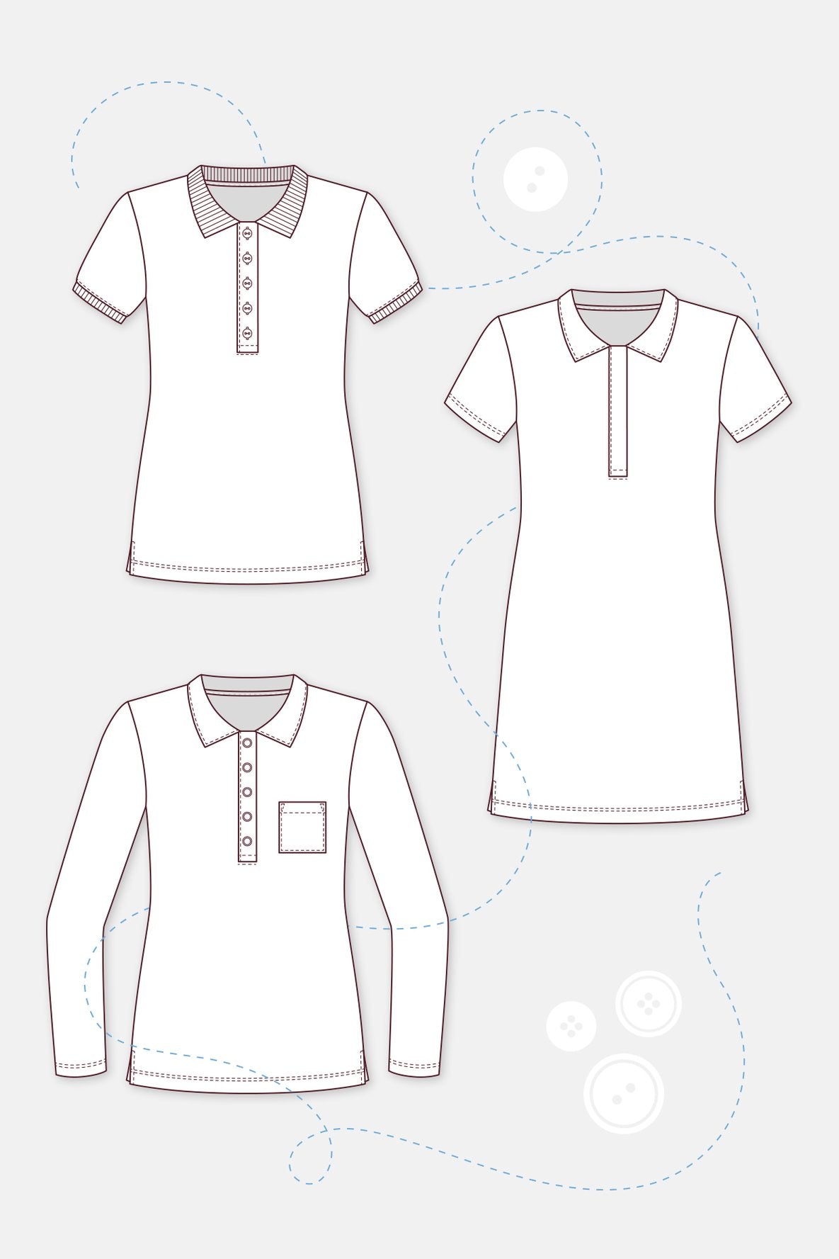 Papierschnittmuster Damen Poloshirt & Kleid Leslie - pattydoo