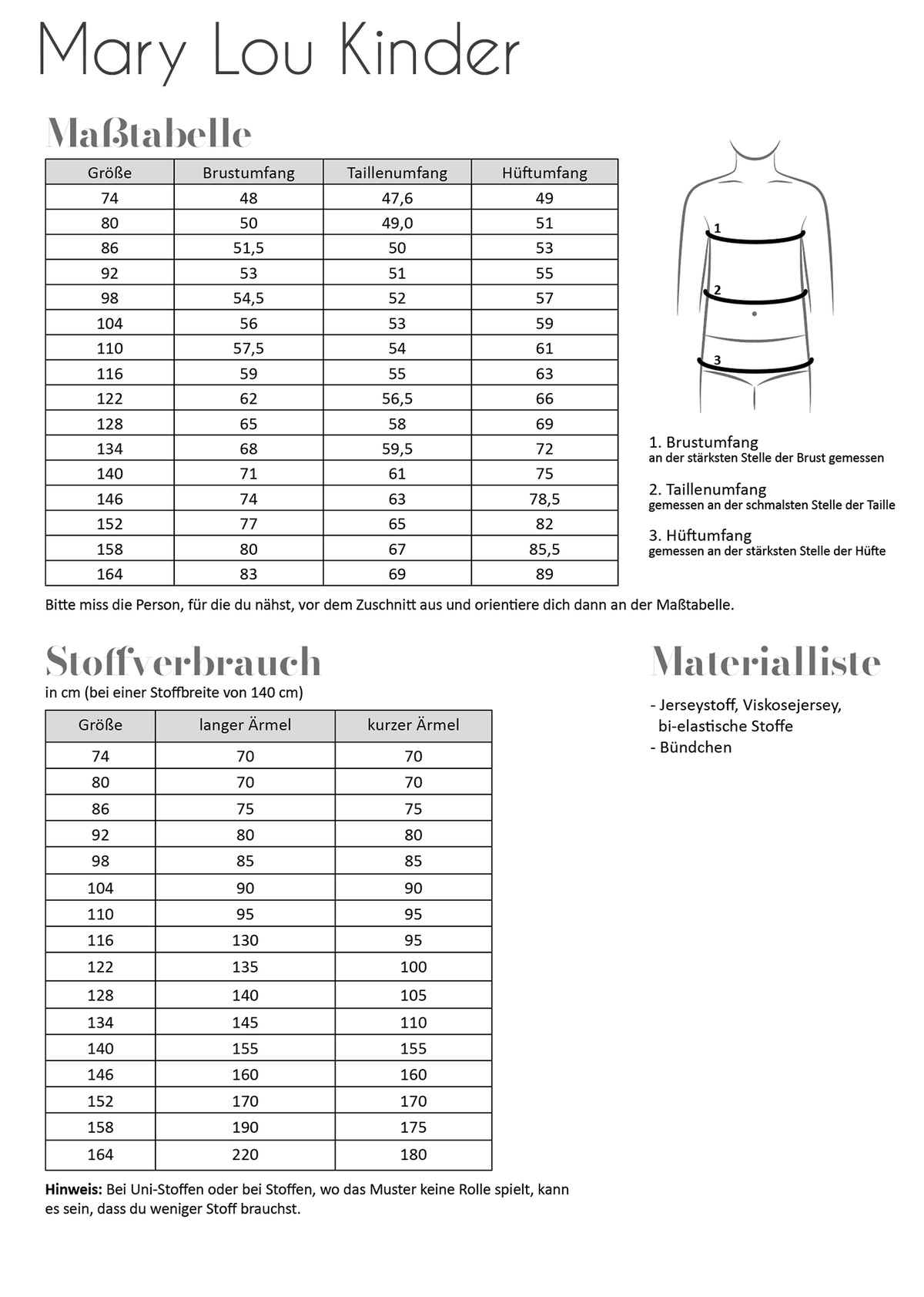 Papierschnittmuster Kleid Mary Lou Kinder