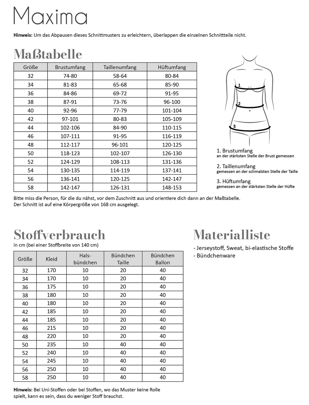 Papierschnittmuster Maxima - Fadenkäfer