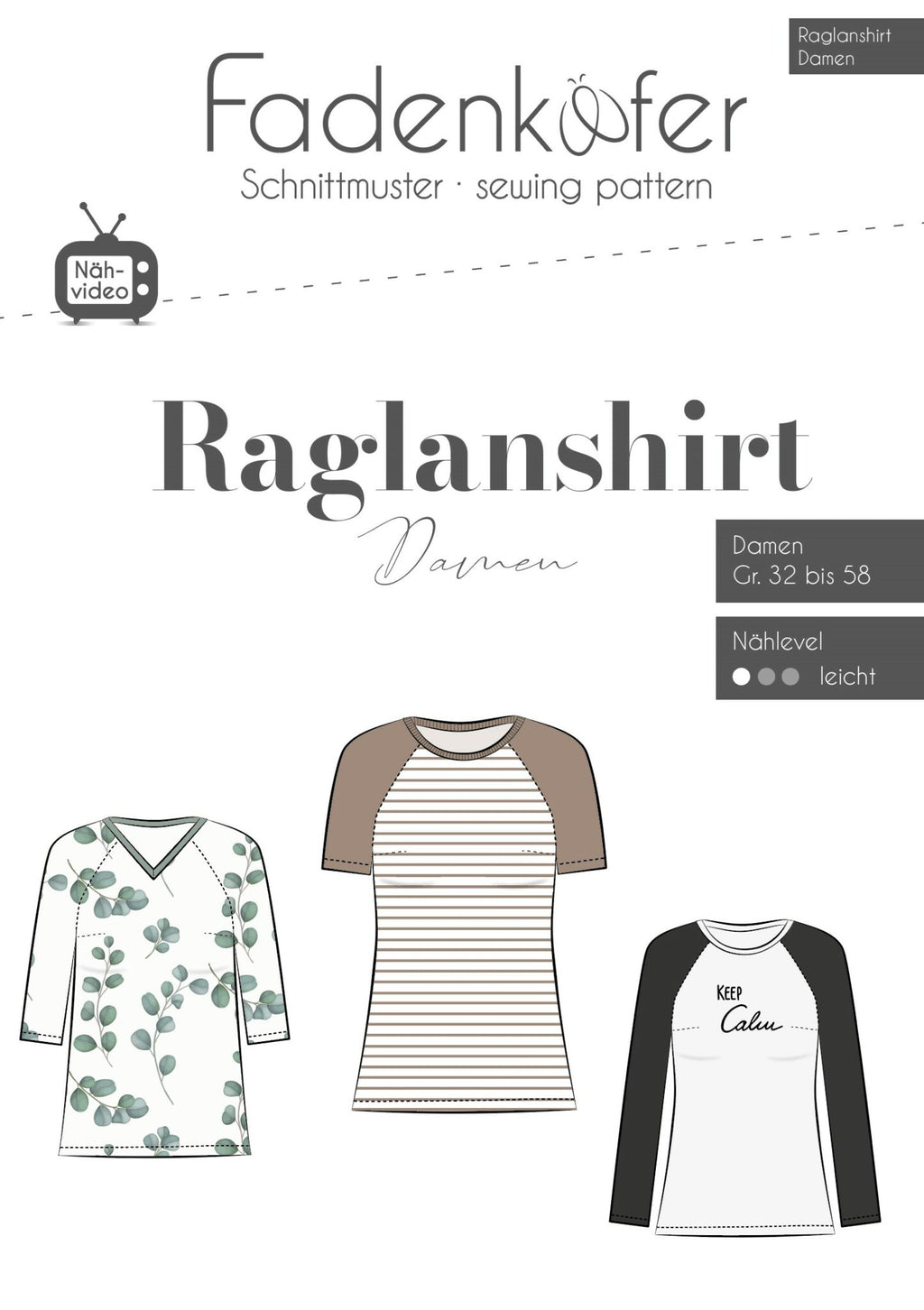 Papierschnittmuster Raglanshirt Damen