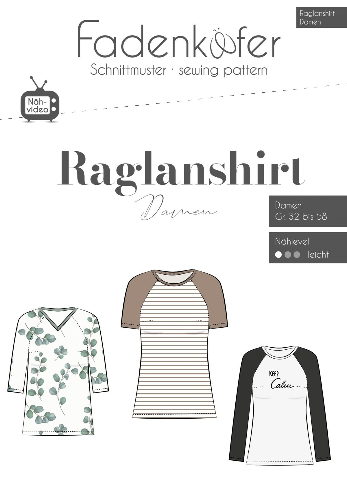 Papierschnittmuster Raglanshirt Damen