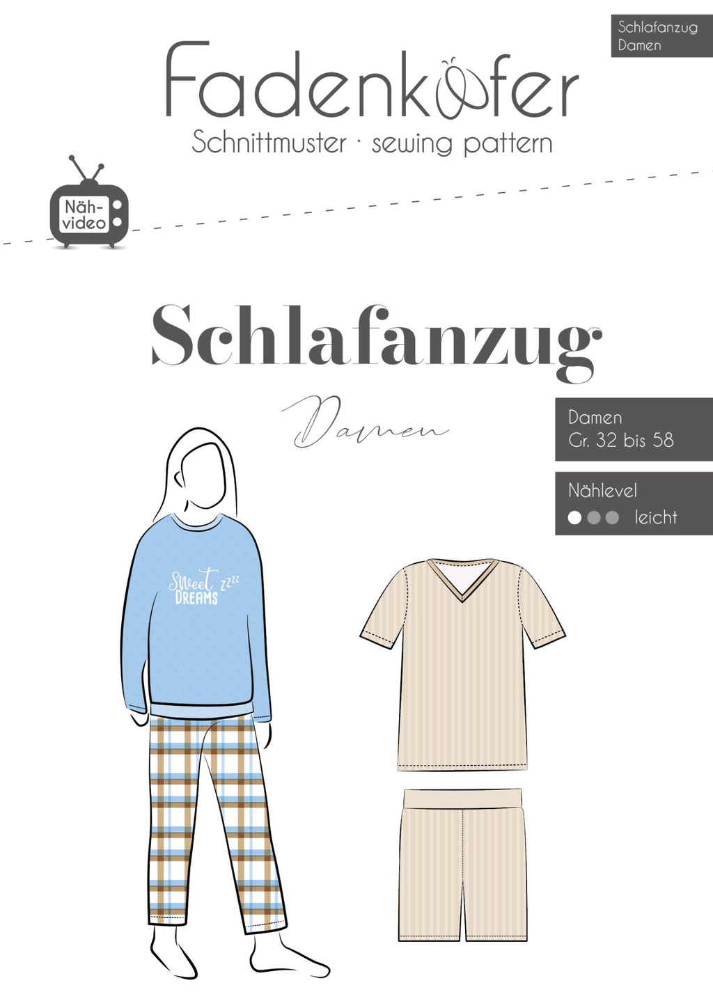 Papierschnittmuster Schlafanzug Damen