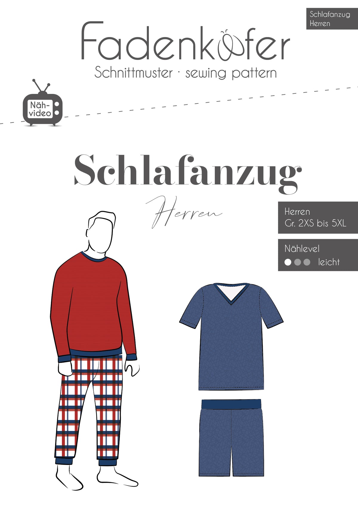 Papierschnittmuster Schlafanzug Herren