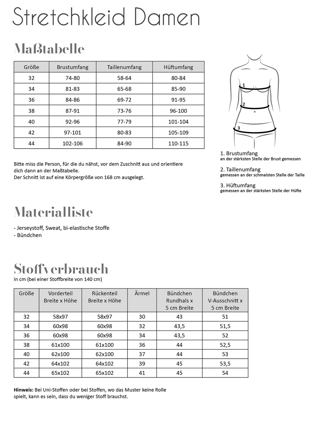 Papierschnittmuster Stretchkleid Carolin
