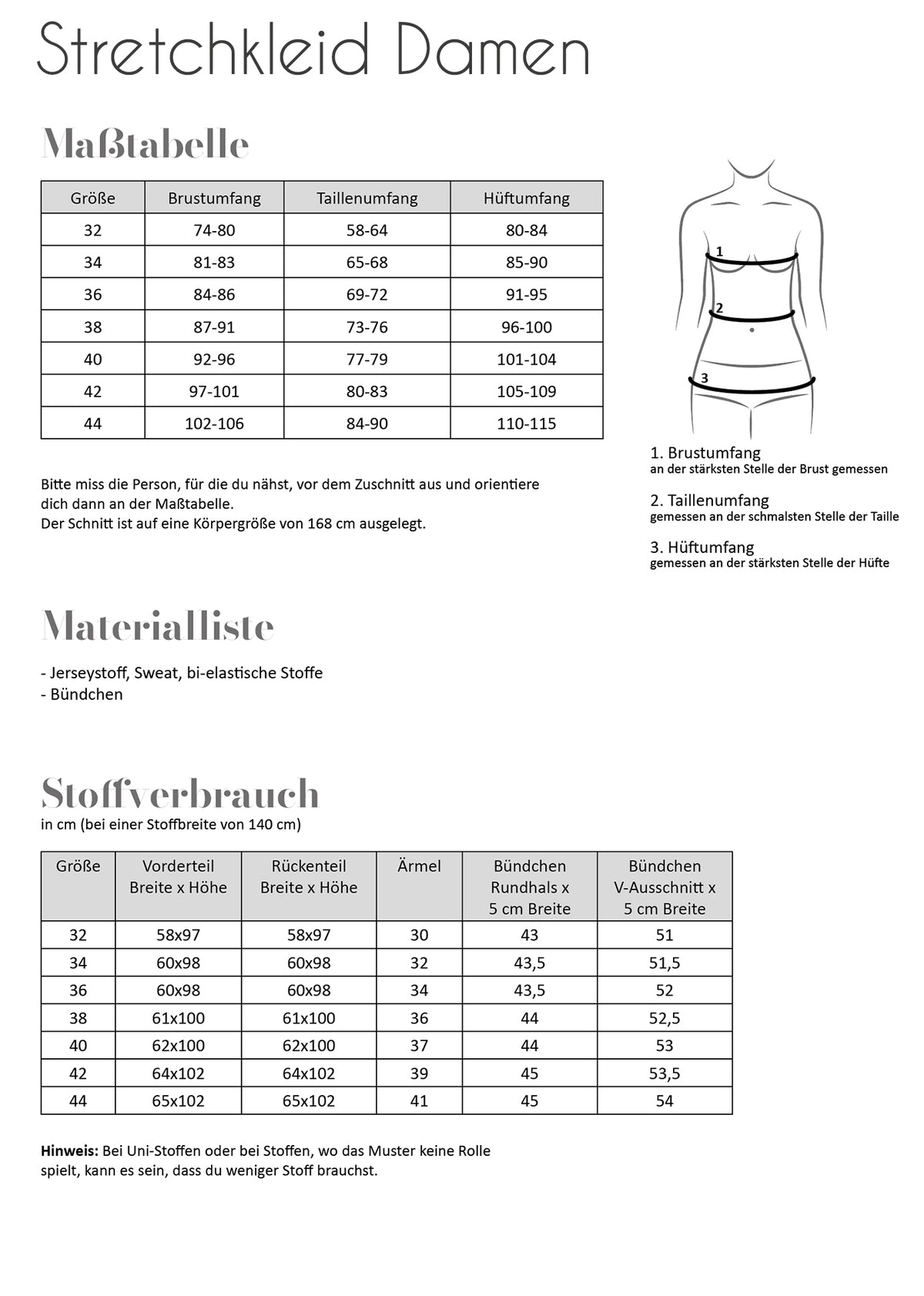 Papierschnittmuster Stretchkleid Carolin