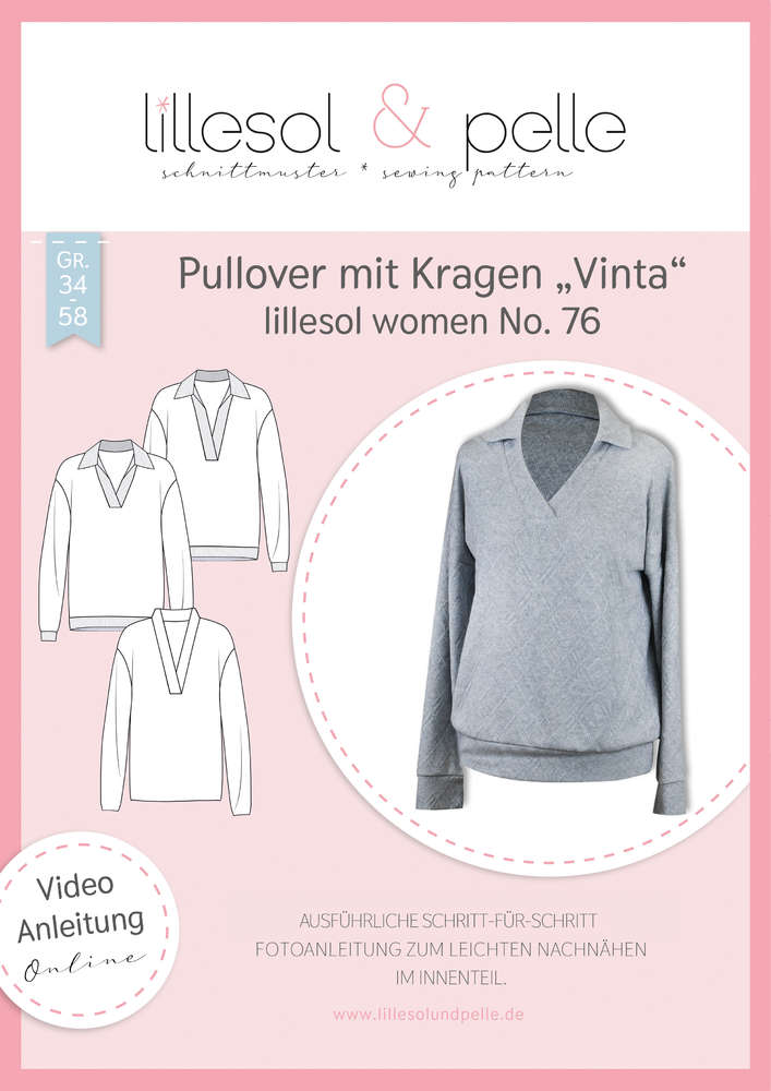 Papierschnittmuster No.76 Pullover mit Kragen "Vinta"