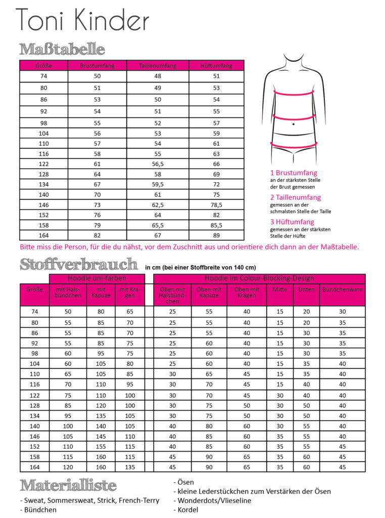 Papierschnittmuster Hoodie Toni Kinder