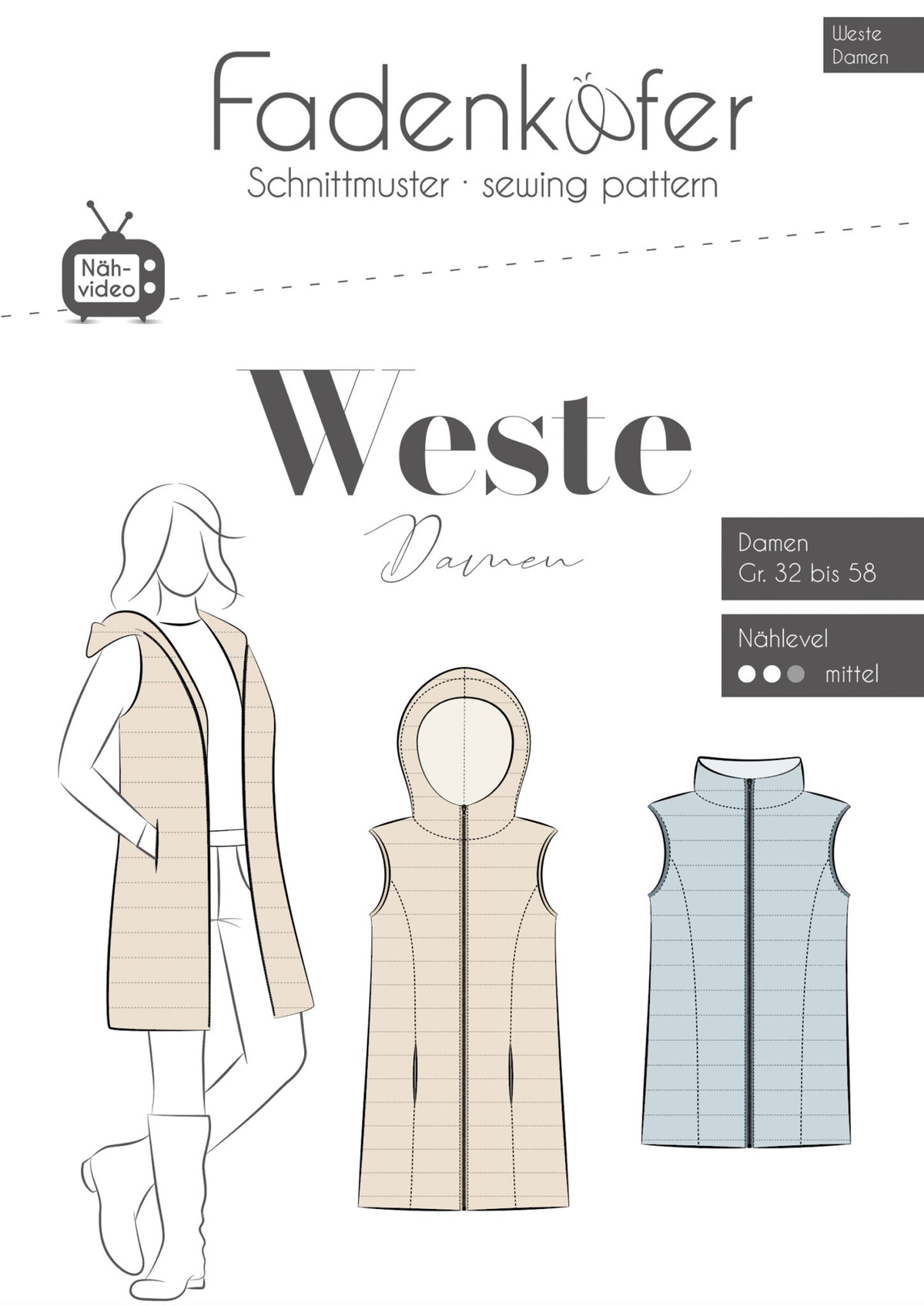 Papierschnittmuster Weste Damen