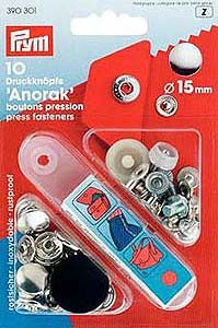 Prym nähfrei Druckknöpfe "Anorak" 15mm - silbern