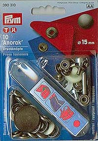 Prym nähfrei Druckknöpfe "Anorak" 15mm - alteisen