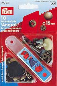Prym nähfrei Druckknöpfe "Anorak" 15mm - altmessing
