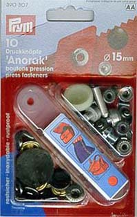 Prym nähfrei Druckknöpfe "Anorak" 15mm - schwarz