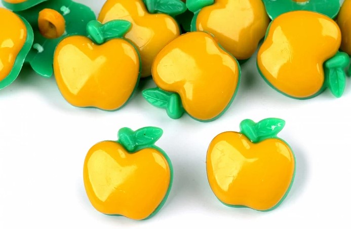 Knopf Apfel gelb