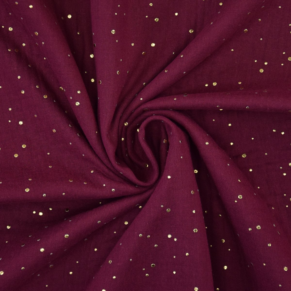 Baumwoll Musselin Golden Dots, brombeere