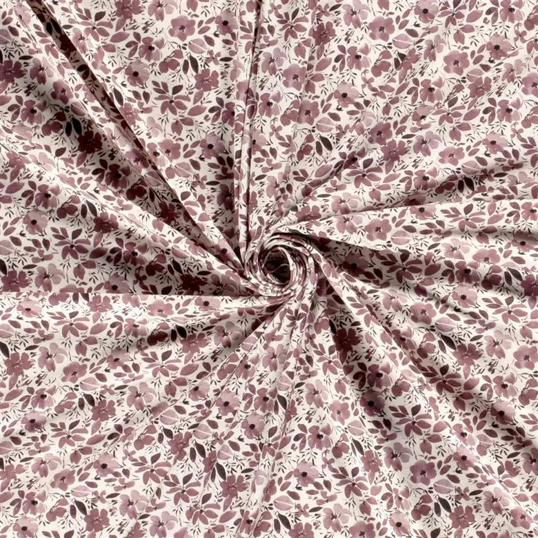 Jersey Aquarell Blumen - creme