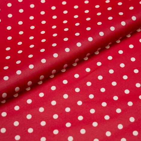 Beschichtete Baumwolle rot mit Punkten