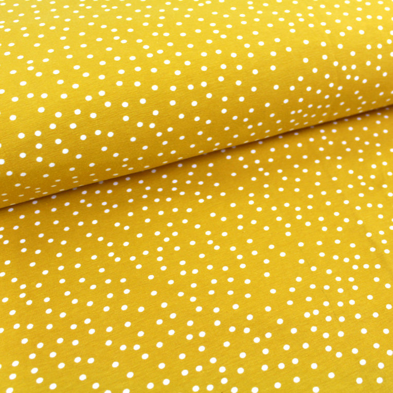 Bio Jersey Dotties senf stoffonkel (GOTS)