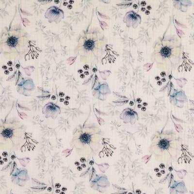 Double Gauze Blumen fein - 85cm Reststück