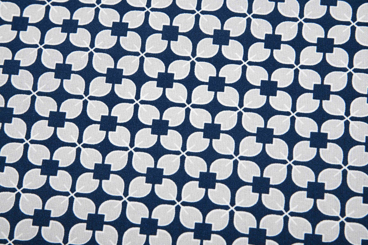 Beschichtete Baumwolle geometrisches Muster dunkelblau-grau