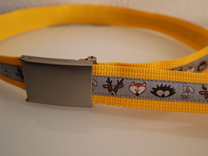Kindergürtel Tiere gelb